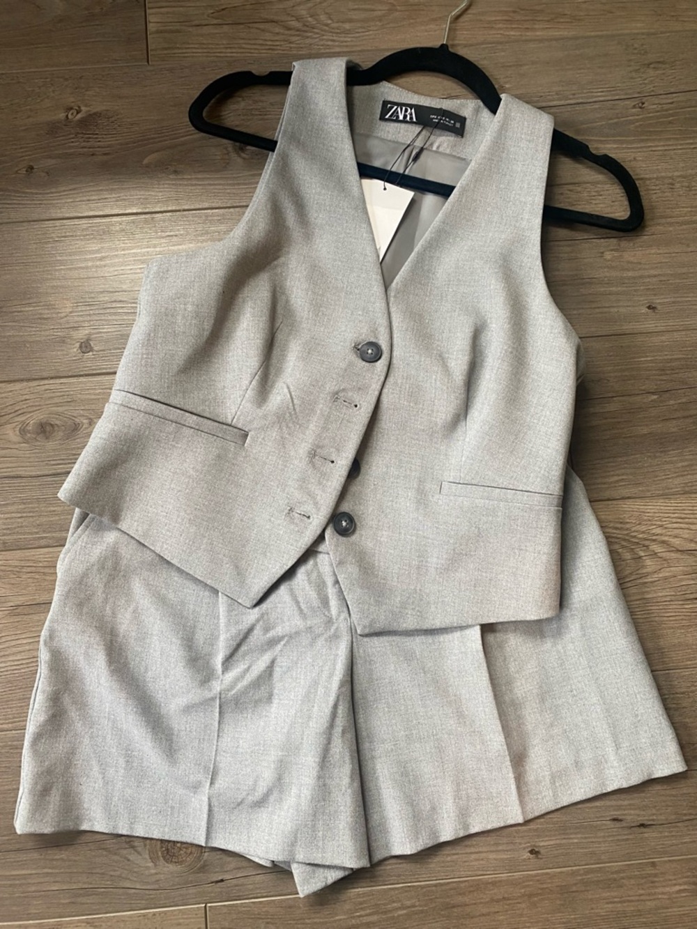 Zara Gray Tailored Vest and Matching Shorts Set